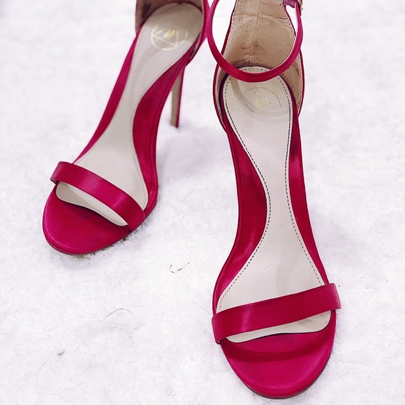 Hot Pink Strappy Open Toe Stilettos - Picture 7 of 9